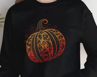 Elegant Pumpkin Crewneck Sweatshirt: Autumn Thanksgiving Shirt