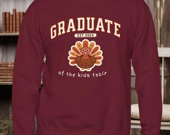 Personalized Thanksgiving Sweatshirt: Graduate 2024 Turkey Tee