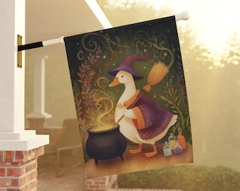Bandiera di benvenuto per Halloween Goose: striscione bifacciale per giardino e casa