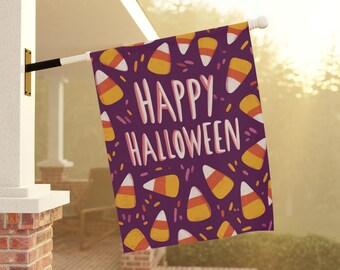 Striscione di benvenuto con caramelle di Halloween: bandiera autunnale per giardino e casa