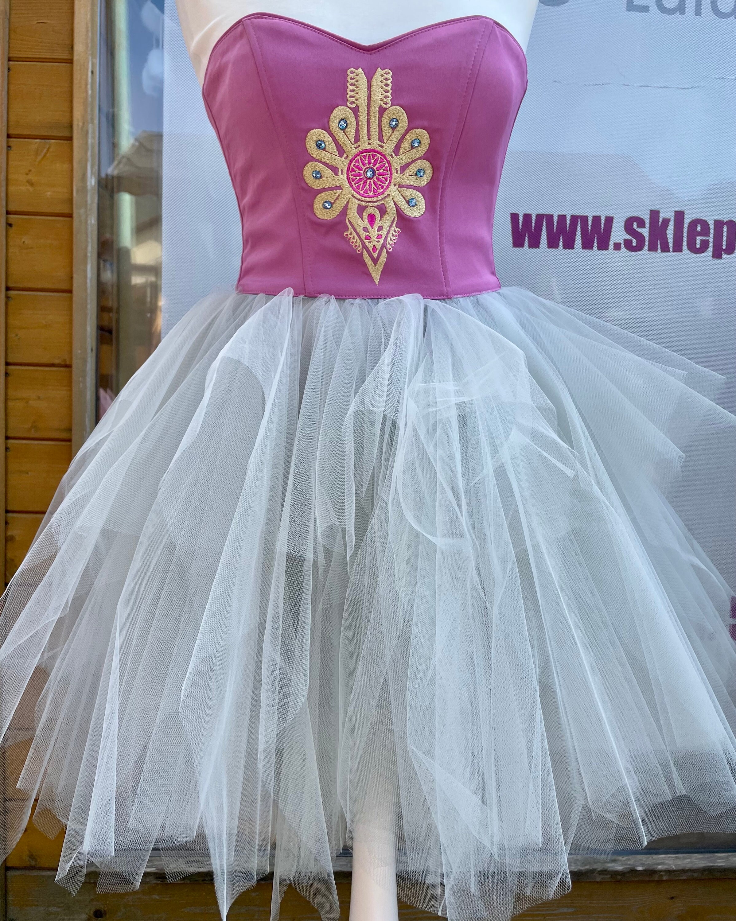 Polish folk higlander tulle dress size XS slavic pattern polish costumes, ethno, polnische kleid,palenica, folklore, Poland Lulu Design