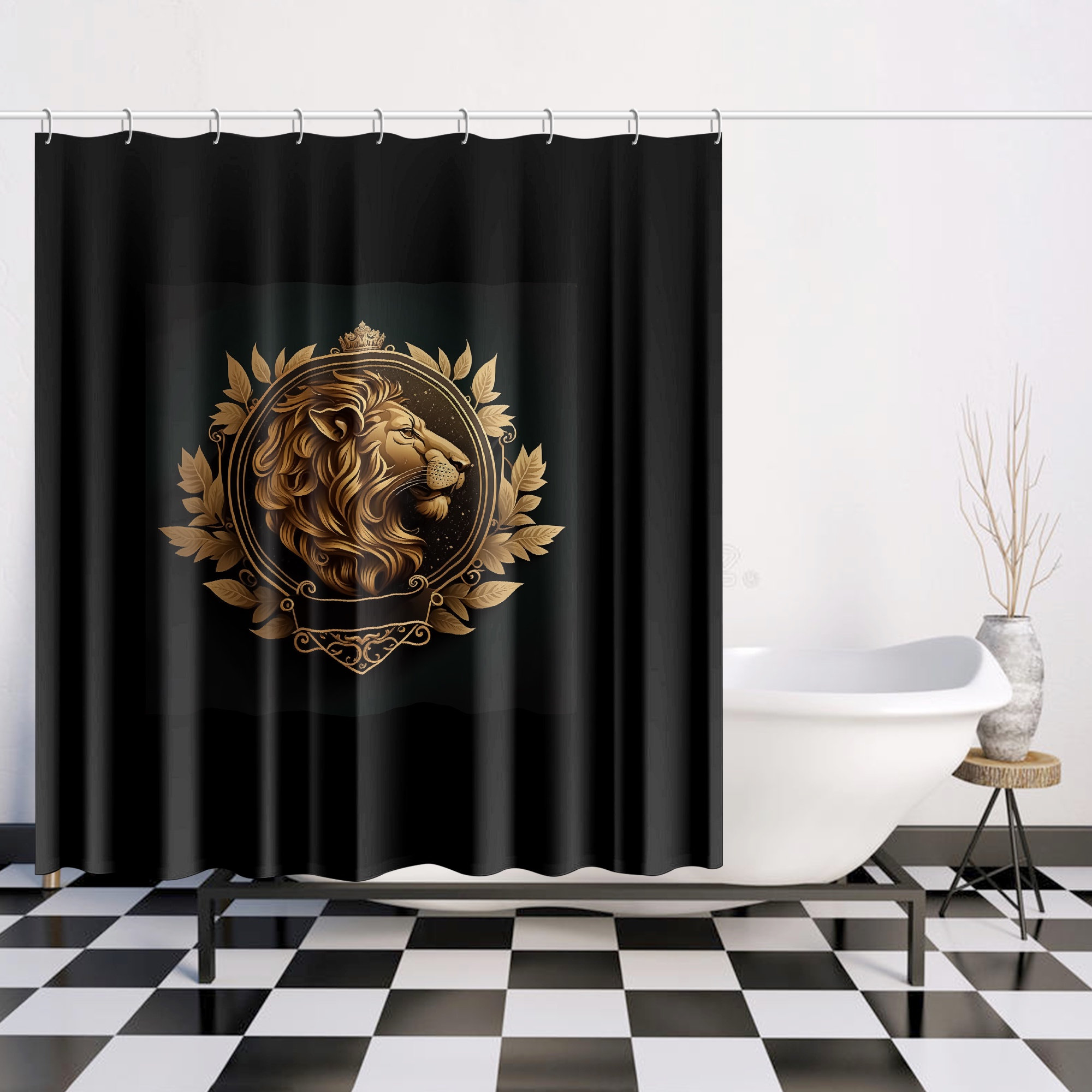 Gucci Vintage Logo In Signature Monogram Background Bathroom Set With  Shower Curtain