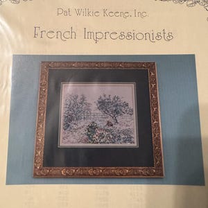 Impresjoniści francuscy - Wiosna, Mglisty poranek, Alfred Sisley ulotka haftowana krzyżykiem