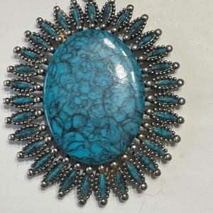 Vintage Southwest Faux Turquoise Pewter Necklace