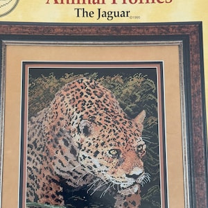 Profile zwierząt Ulotka do haftu krzyżykowego Jaguar
