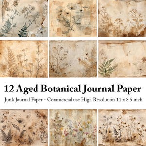 Vintage Botanical Sepia Junk Journal Paper, Printable Antique Nature Ephemera, Vintage Botanical Ephemera, Nature Journal Pages