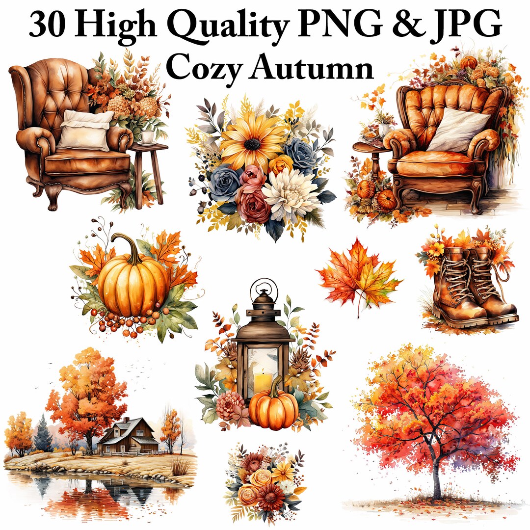 Watercolor Pumpkin Clipart Bundle: Blue Orange Fall PNG JPG (commercial ...