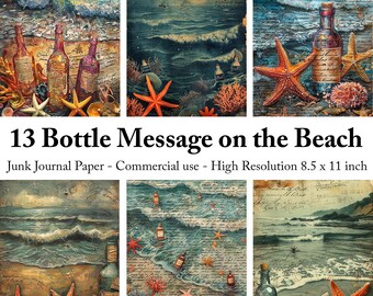 Nautical Bottle Message Junk Journal Kit: strandcollage (digitale download)