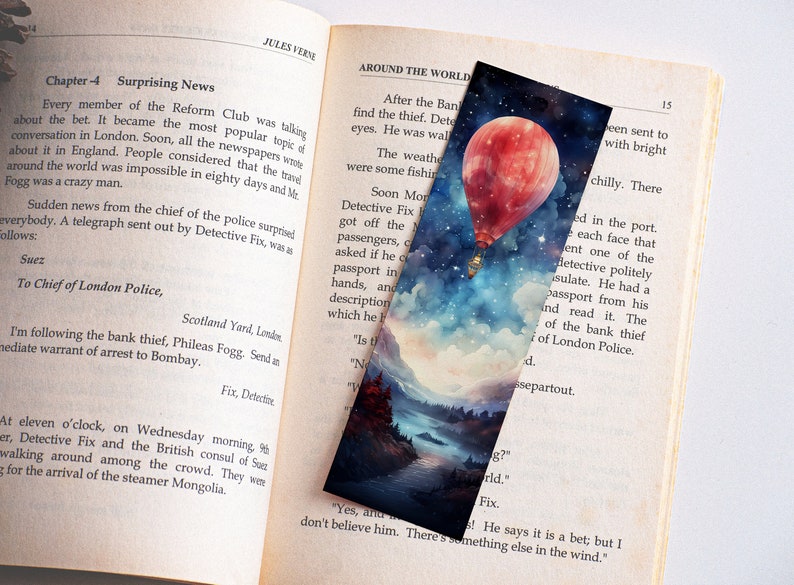 23 Watercolor Hot Air Balloon Night Printable Bookmarks Digital ...