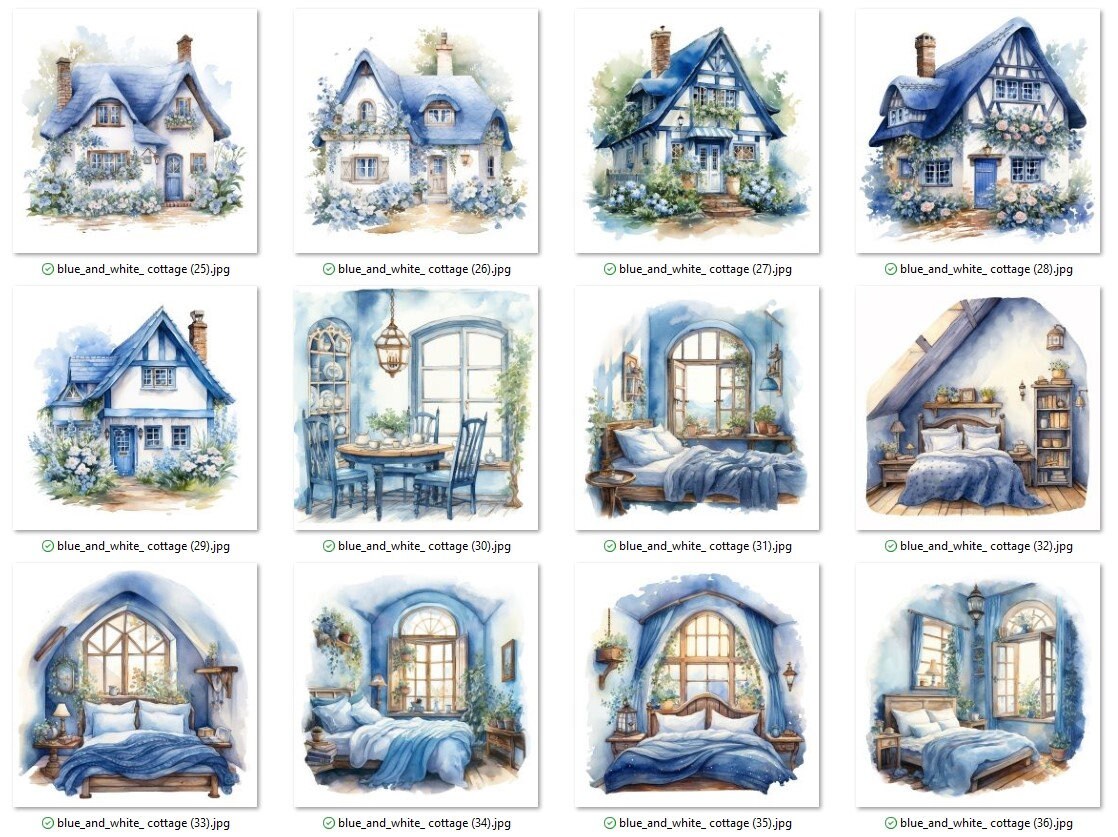 45 Watercolor Cozy Cottage Core Clipart Watercolor House Home - Etsy