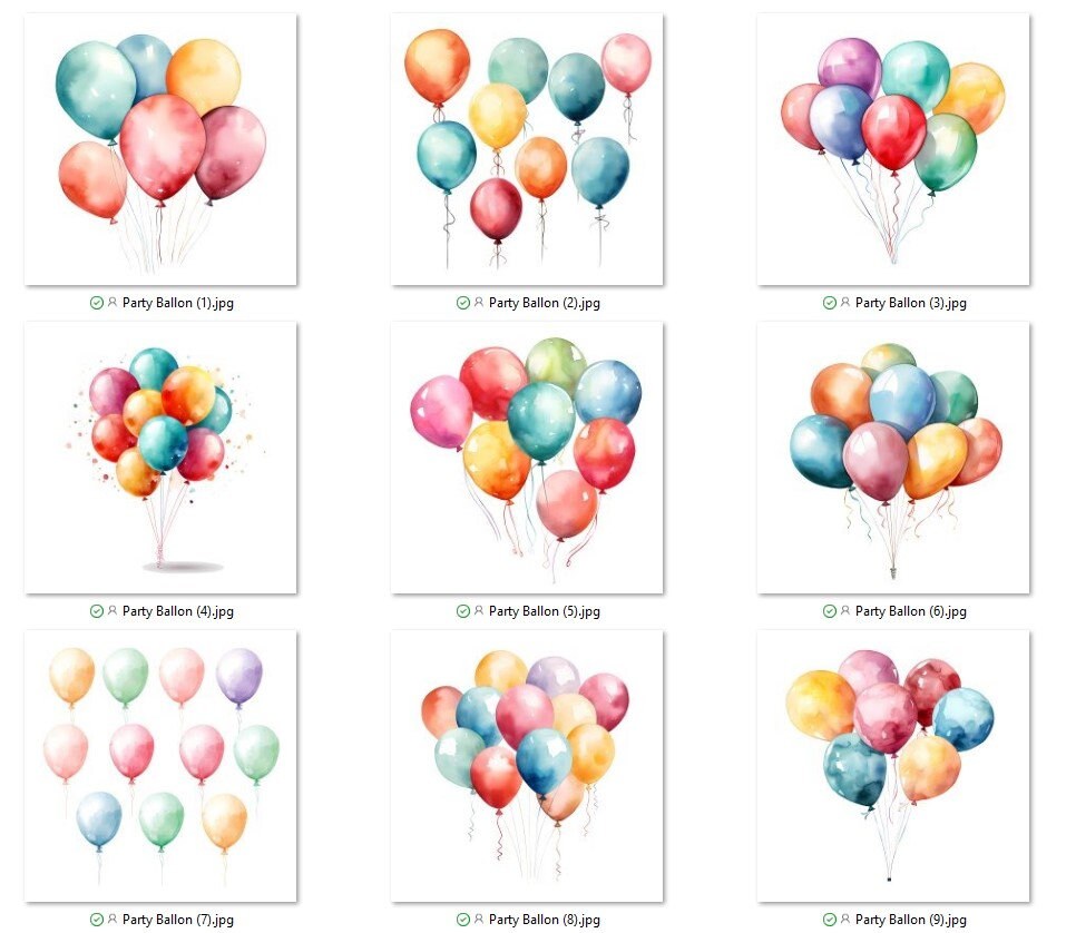 Watercolor Balloons Clipart: Party PNG Bundle (digital Paper) - Etsy