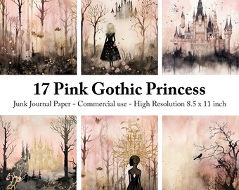 Pink Gothic Princess Digital Paper: Fairytale Castle Scrapbook (Digital Download)