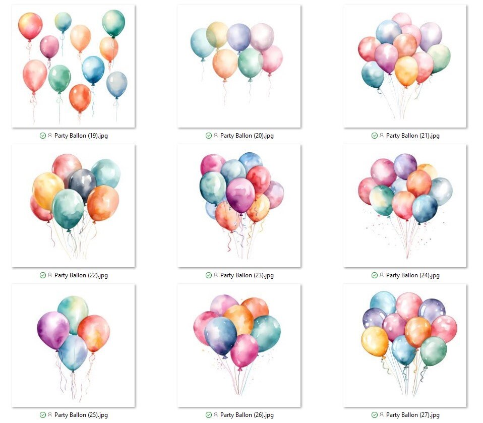 Watercolor Balloons Clipart: Party PNG Bundle (digital Paper) - Etsy