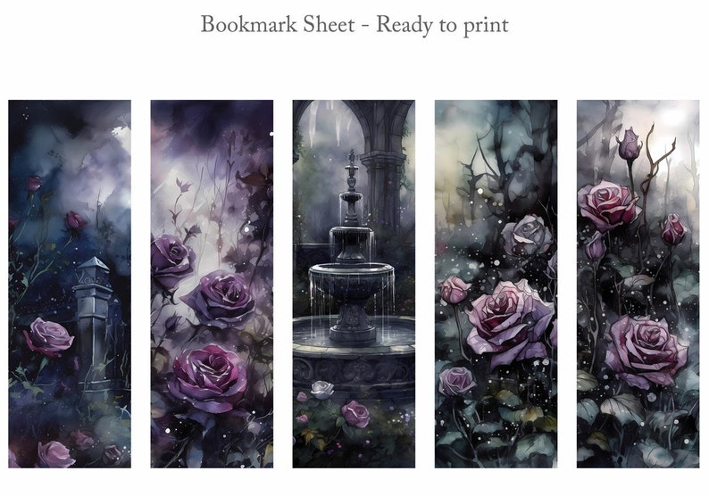 Gothic Rose Garden Printable Bookmarks: Dark Academia's Floral Elegance ...