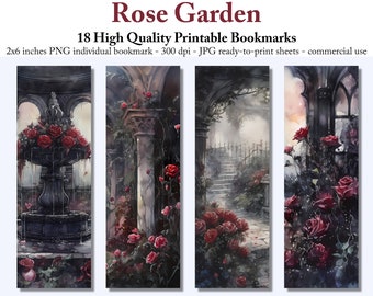 Gothic Rose Garden Printable Bookmarks: Dark Academia's Floral Elegance