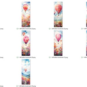 10 Watercolor Hot Air Balloon Printable Bookmarks Digital Download JPG ...