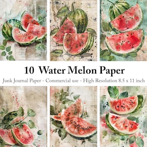 Rustic Watermelon Printable Paper Pack: Junk Journal Ephemera (Digital Download)