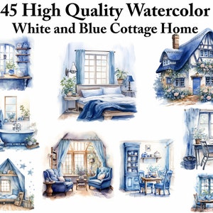 45 Watercolor Cozy Cottage Core PNG clipart, Watercolor House home clipart, Cozy Country Houses JPG Bundle, Junk journals, Commercial use