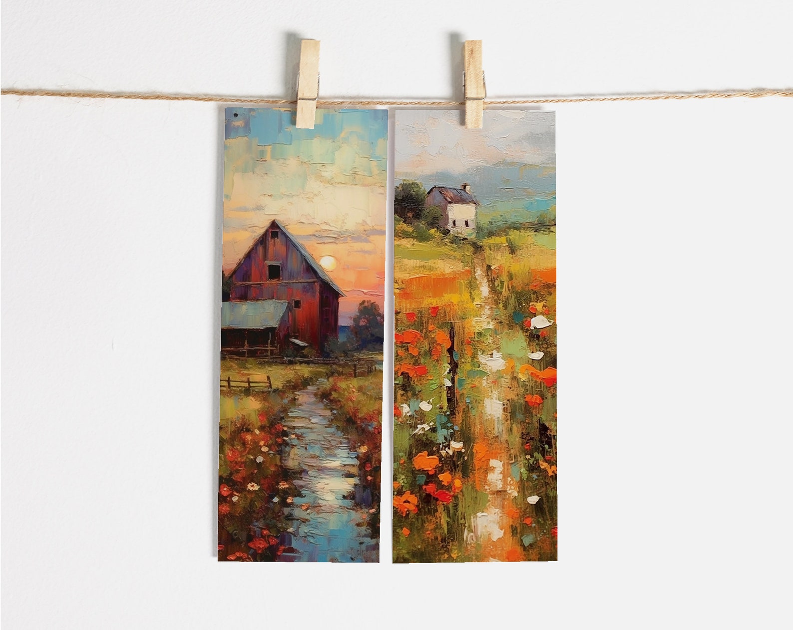 Rustic Farmhouse Bookmarks: Watercolor Countryside Art (digital ...