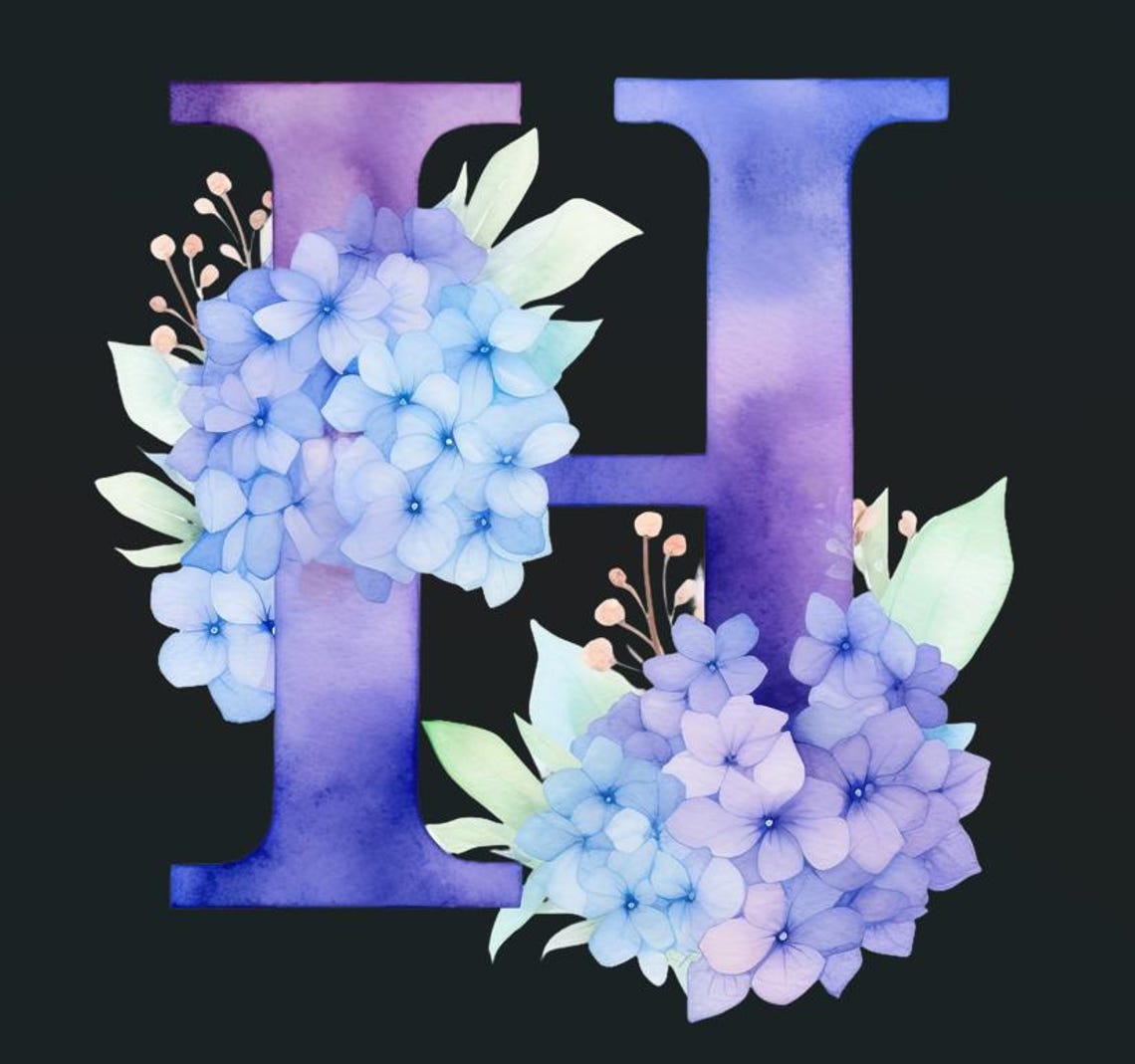 Pastel Purple Floral Alphabet Clipart: Watercolor Letters (digital ...