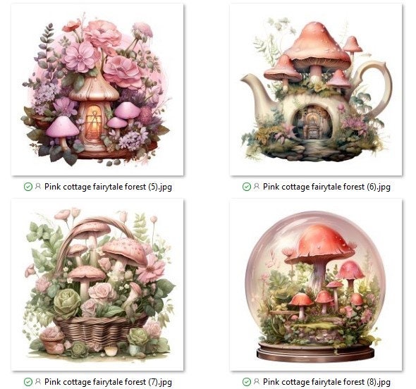 11 PNG Watercolour Pink Wonderland Clipart Enchanted Forest Etsy