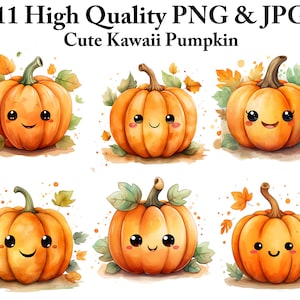 Aquarelle Mignon Kawaii Citrouille Clipart Automne Clip Art Pastel Citrouilles Floral Automne Clipart Citrouille Graphique Thanksgiving Clipart Automne Design