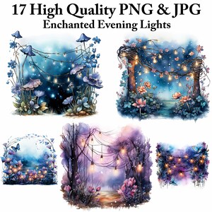 Verzauberte Abendlichter Aquarell Clipart - Mystical Garden Glow Kollektion, Secret Garden, PNG Gartentore Illustration, Printables