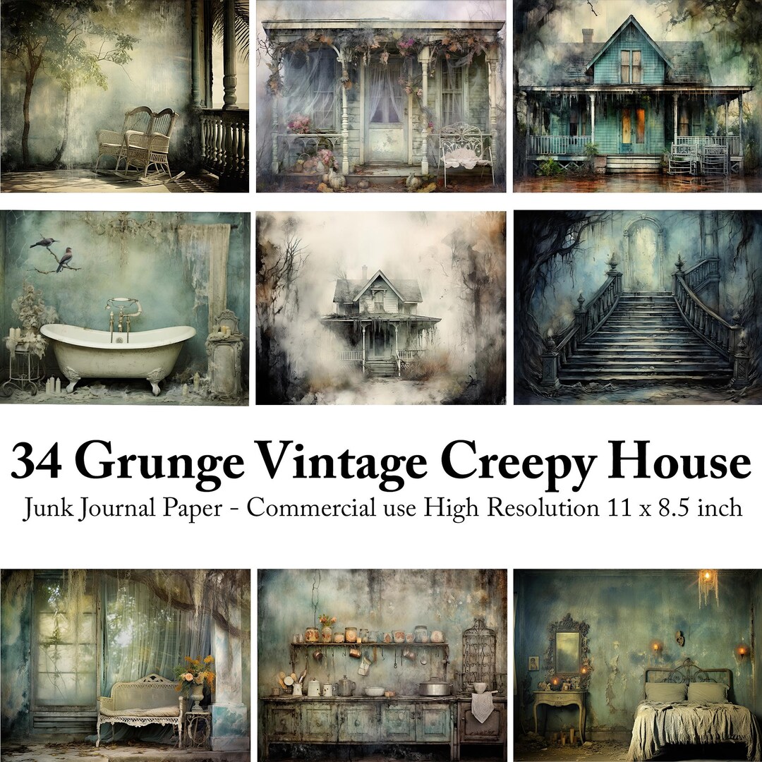Grunge Haunted House Junk Journal Kit: Vintage Gothic Ephemera (digital ...