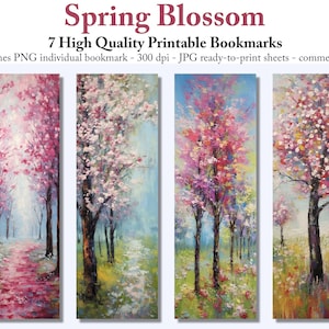 Watercolor Spring Blossom Bookmarks: Floral Printable Set (Digital Download)