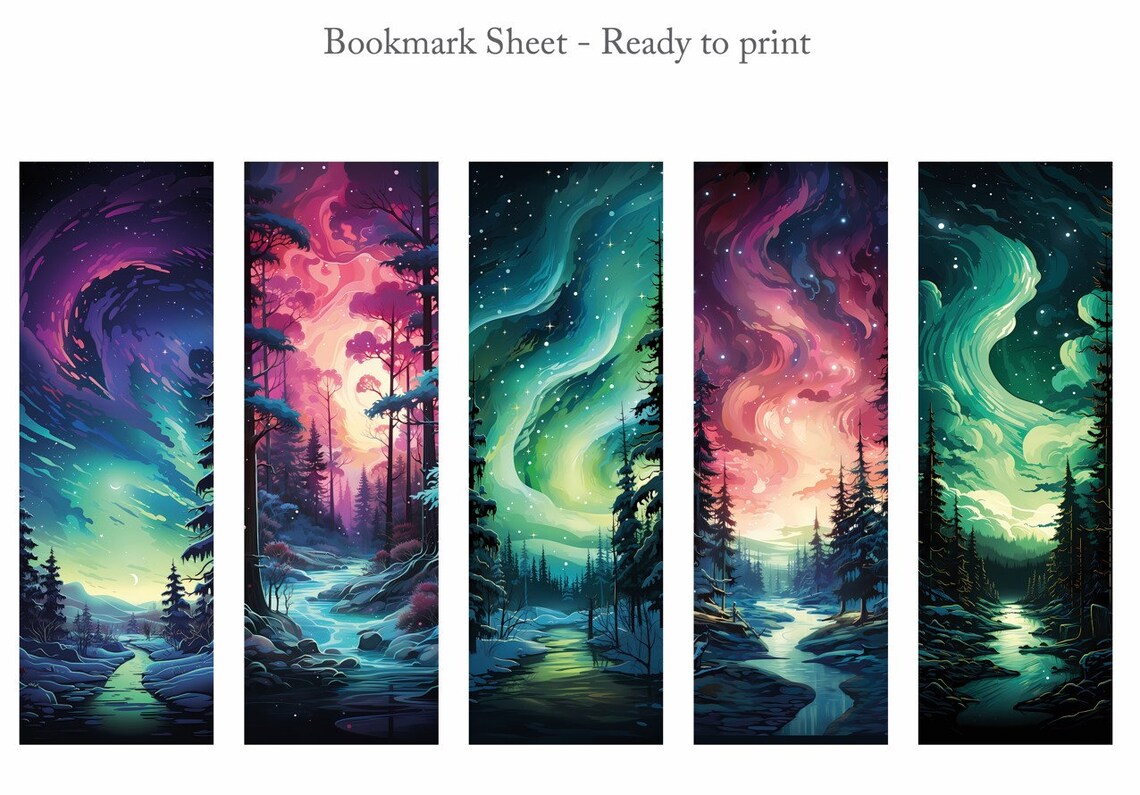 Northern Lights Printable Bookmarks: Bookish Gifts for Book Lovers ...