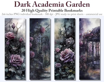 Gothic Rose Garden Printable Bookmarks: Dark Academia's Floral Elegance