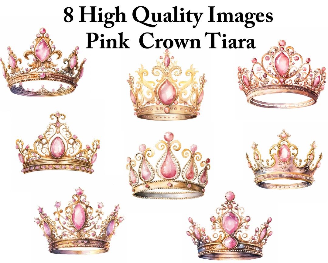 Watercolor Golden Pink Crown Clipart: Vintage Princess Art (JPG) - Etsy