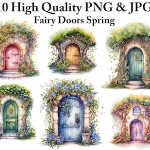 Watercolor Fairy Door Clipart | Watercolor fairy house door clipart, fantasy clipart, fairy home, cottagecore clipart, fairy cottage door