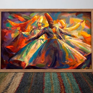Sufism, Mevlana, Mevlevi, Whirling Dervishes, Islamic Art, Canvas Painting, Home Decor, Wall Art