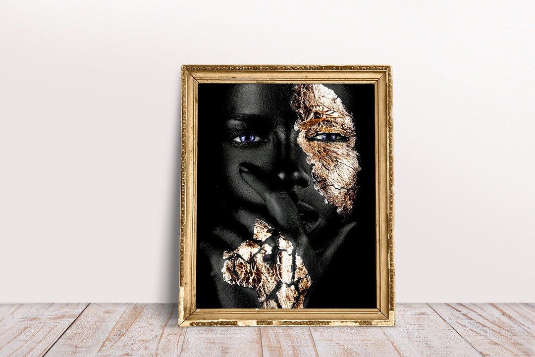 African Art Black and Gold African Woman Gold Plated Body Etsy