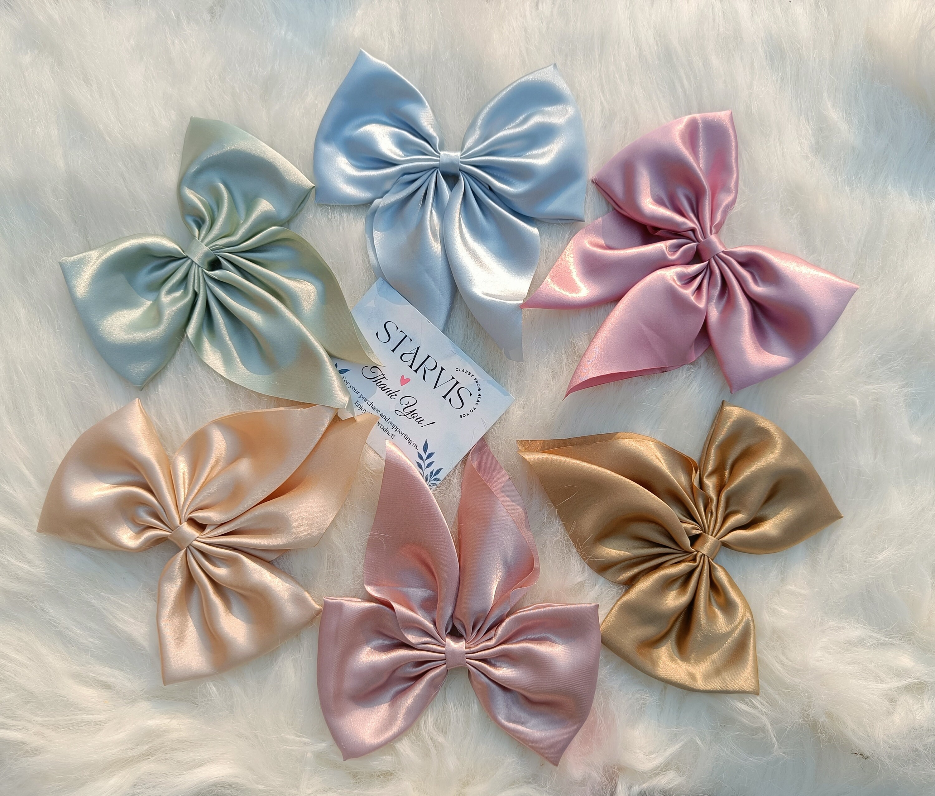 Temu 1Pcs Large Satin Bow Hairpin Solid Color Satin Hair Clip, Hair Pin, Hair Barrette Barrette Party Wedding Long Ribbon Hair, Christmas Gifts