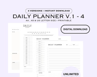 Agenda giornaliera digitale/Agenda stampabile/Elenco delle cose da fare giornaliere/Priorità/Formato A4,A5 e Lettera/Note/