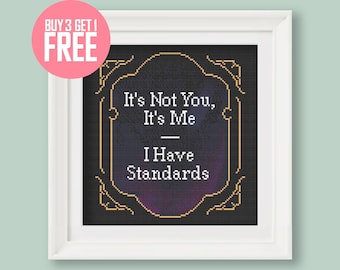 Baldur's Gate 3 Astarion Quote Cross Stitch Pattern [PDF] - It's Not You, It's Me - I Have Standards - 7’’ (17 cm) Beginner Embroidery