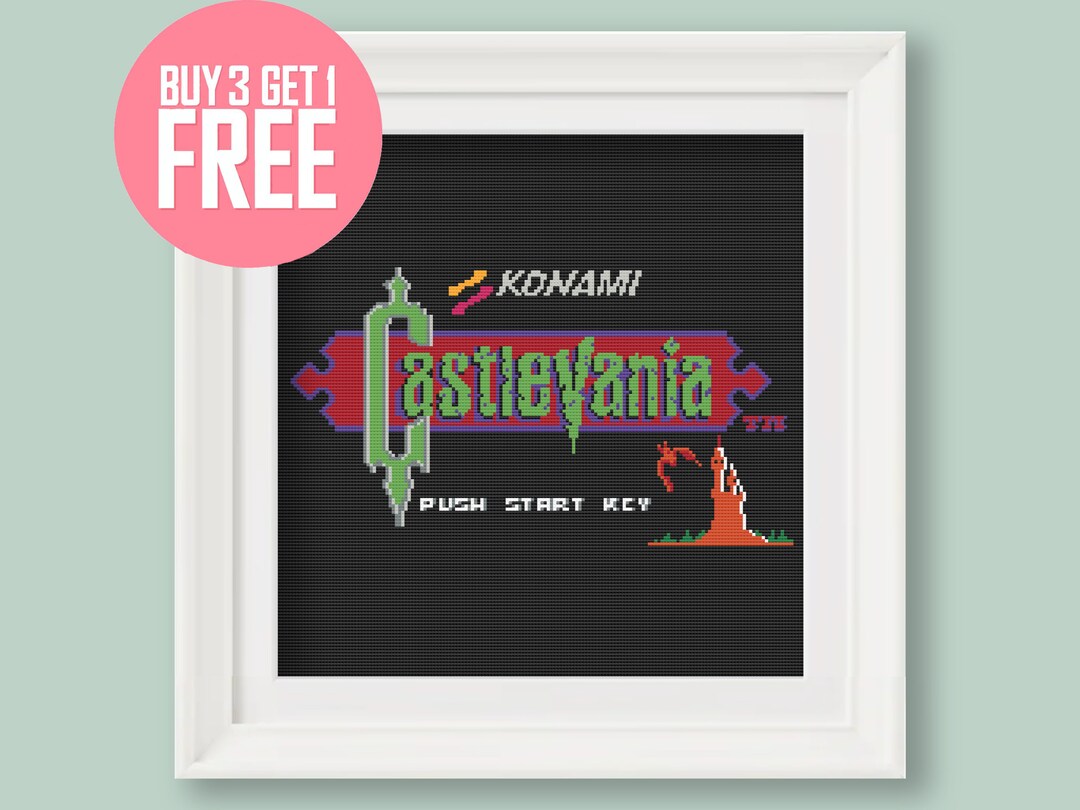 Retro Video Games Cross Stitch Pattern PDF Castlevania Loading Screen 9,8 25 Cm Beginner