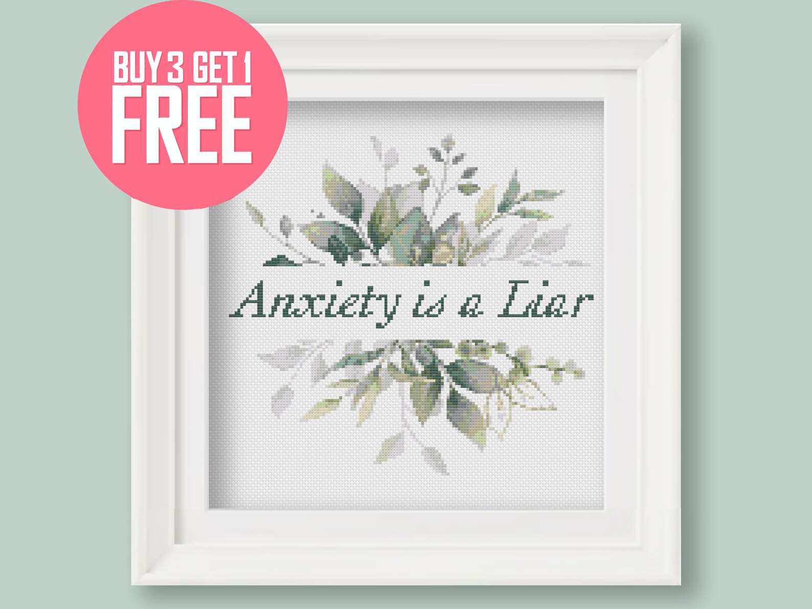 Mental Health Cross Stitch Pattern [PDF] - Self Care Quote 