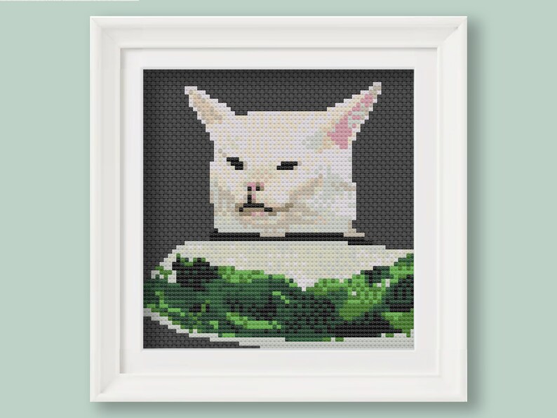 Cross Stitch Pattern [PDF] Salad Cat Meme, 4
