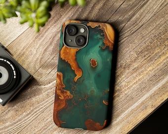 Epoxy Wood + Resin Green Design | Phone Case | iPhone Case | Google Pixel Case | Samsung Galaxy Case | Giftful Phone Case