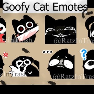 Goofy Black Cat Emotes(8) for Twitch/Youtube