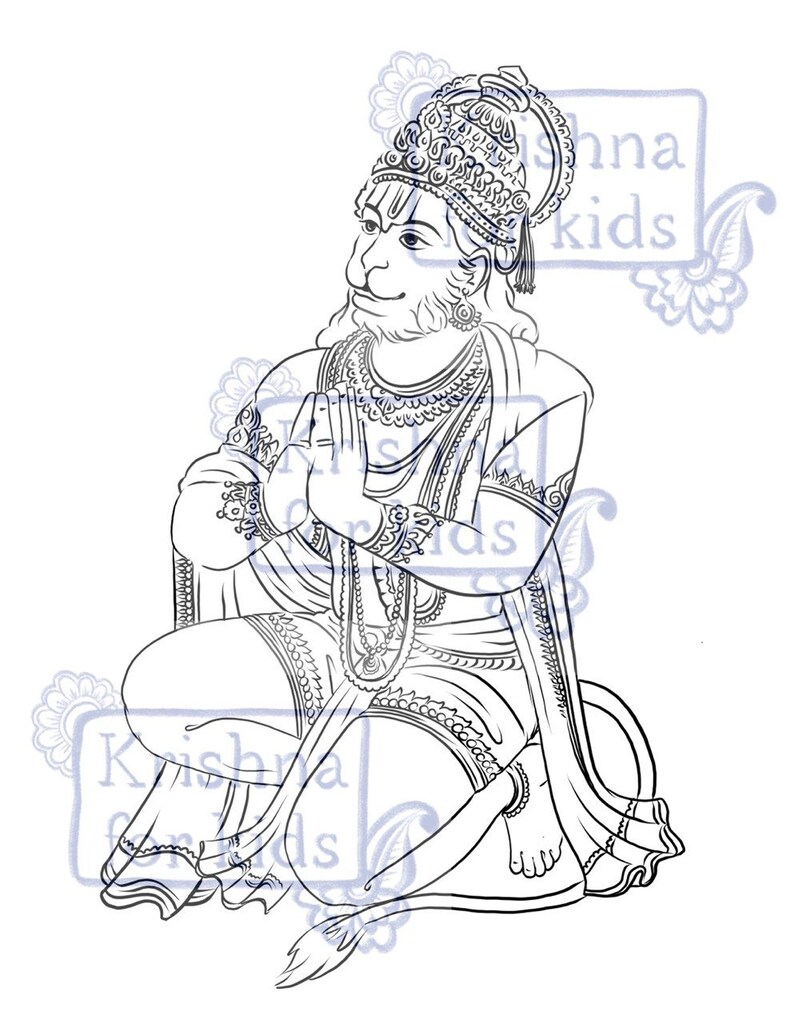 Coloring Page Hanuman Printable Digital Download - Etsy