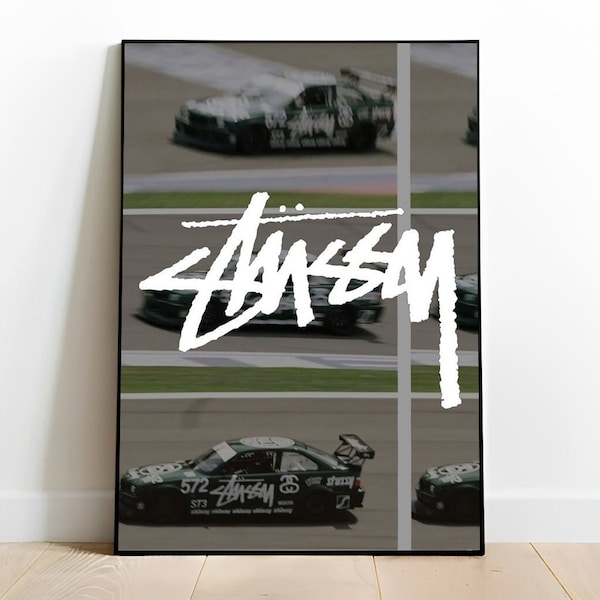 Stussy Car Poster, Fashion Art Poster, A1 A2 A3 A4 Digital Print For Sneakerheads, Stussy International Room Decor Home Decoration Aesthetic