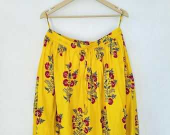 Midi Rock aus Baumwolle mit Block Print Muster