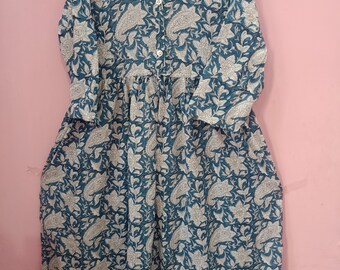 Indisches Kleid aus Baumwolle,Handblock Kleid,Frauenkleid,Block Print Kleid,Sommerkleid,Handblock Kleid,Flapper Kleid,Abendkleid
