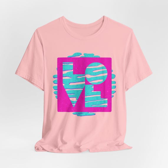 Positive Vibes Retro Graphic Tee: Turquoise Neon Pink Pop Art