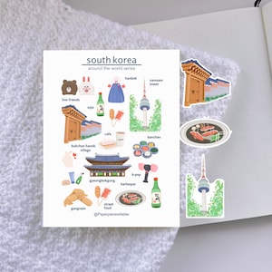 South Korea Sticker Sheet For Travel Planner Seoul Travel Sticker Sheet for Bullet Journal Korea Sticker Sheet Decorative Travel Sticker