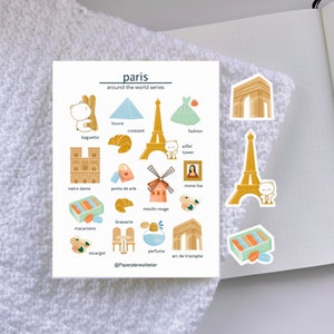 Paris Sticker Sheet For Travel Planner France Travel Sticker Sheet for Bullet Journal Europe Sticker Sheet Decorative Travel Sticker